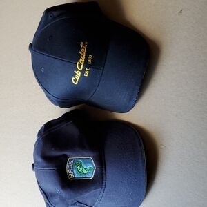 2 black ball caps, Club Cadet & Bass 100 cotton adjustable